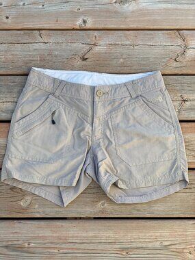 The North Face Cargo Shorts Women's 8 Tan Khaki Hiking Outdoor Pockets Gorpcore